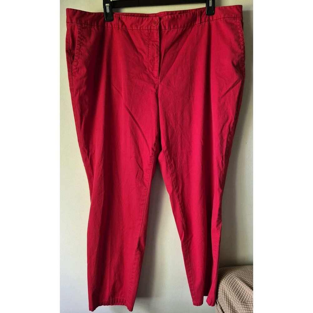 Talbots Plus The Weekend Chino Cotton Blend Pants Womens 20W Red Stretch